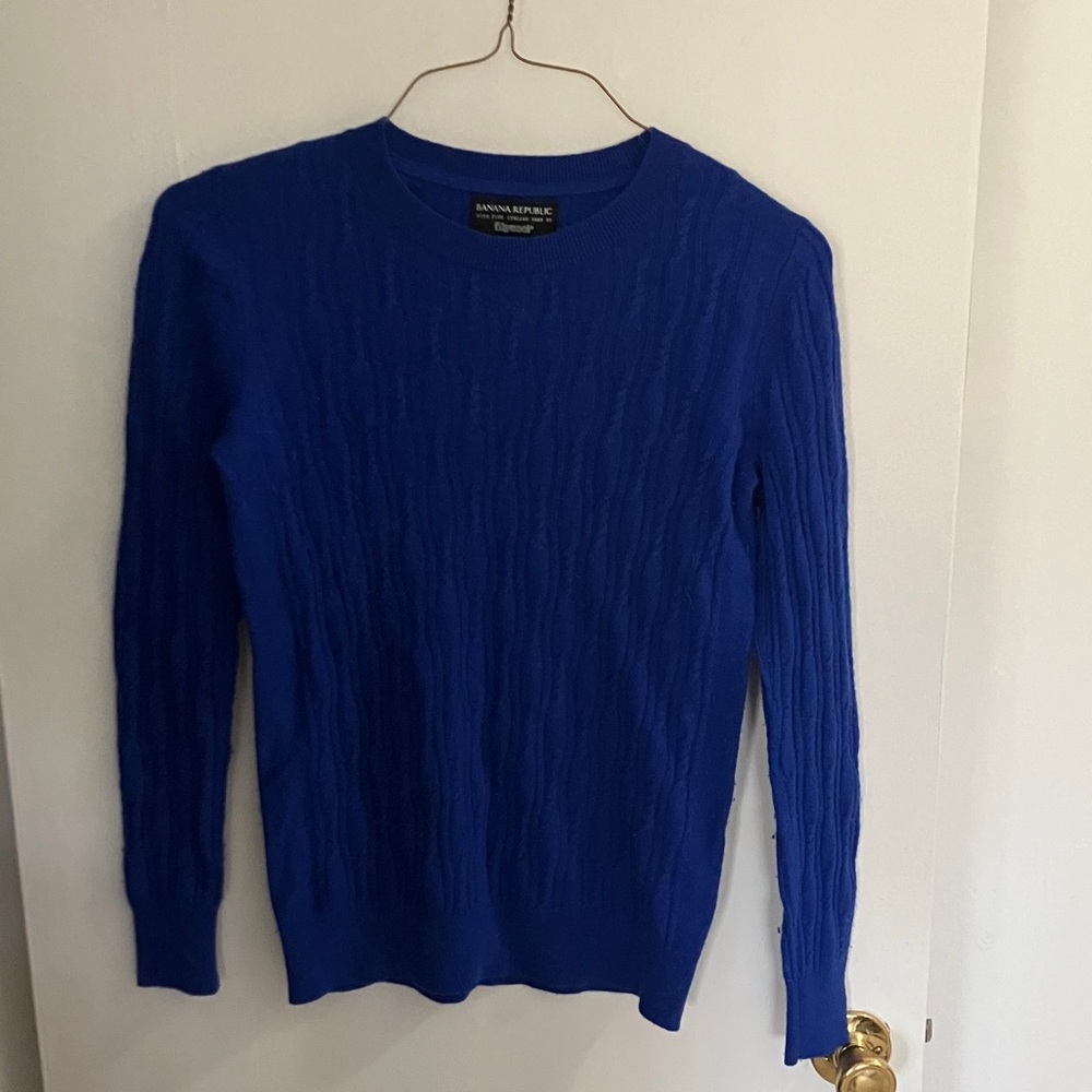 Banana Republic Women’s Cobalt Cable-Knit Crewneck Sweater